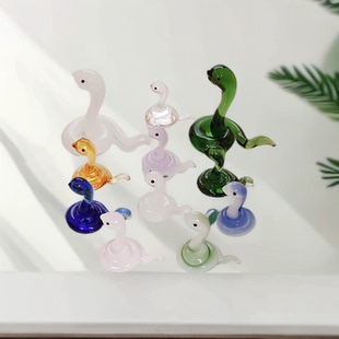 新款水晶玻璃生肖蛇12生肖摆件精品蛇年礼品可以定制颜色挂件饰品