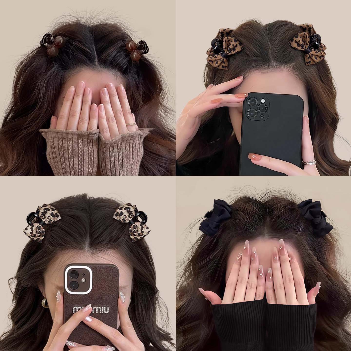 秋冬咖色甜美蝴蝶结发夹女2025