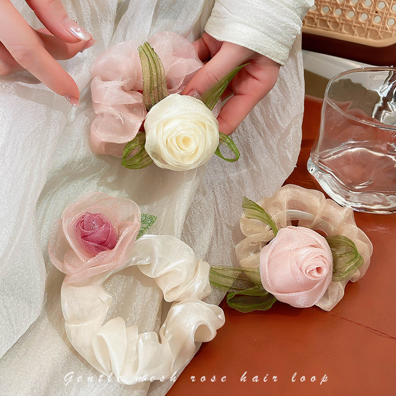 玫瑰花朵大肠发圈女高端头绳高弹力不伤发橡皮筋气质网纱发绳头饰,饰品/流行首饰/时尚饰品新,发饰,淘宝优惠券,粉丝福利购,淘宝优惠卷