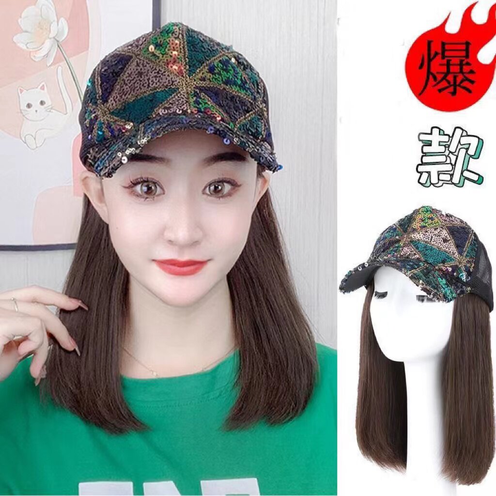 高温丝帽子假发一体夏季帽子