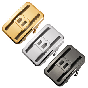 3.8cm新款B字不锈钢内穿无牙皮带扣头男士304纯钢扣腰带头裤带头