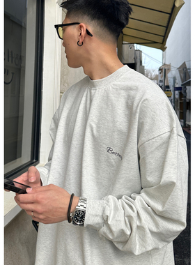 Batterup25春秋新款上衣日系休闲宽松基础款纯棉打底衫长袖T恤男