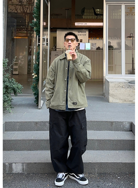 Batterup25秋冬新款上衣水洗工装做旧加绒加厚教练夹克外套男潮牌