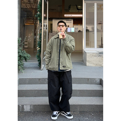 Batterup翻领秋冬宽松做旧夹克