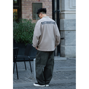 BatterUp2025新款早秋外套上衣日系宽松简约休闲长袖polo衫男款