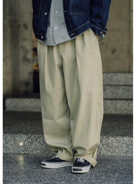 Batterup25秋冬新款卡其色工装休闲裤破坏复古宽松百搭伐木长裤男