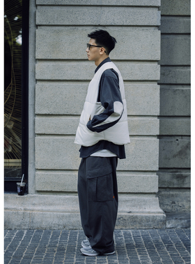 Batterup25日系复古宽松休闲百搭加棉无领外穿背心马甲男秋冬潮牌