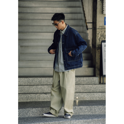 BatterUp工装牛仔夹克男宽松