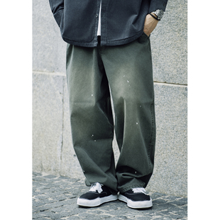 锥形休闲裤 裤 男潮 日系复古水洗宽松百搭泼墨工装 Batterup秋冬新款
