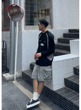 Batterup25日系潮牌薄款速干拼接户外训练休闲宽松长袖T恤男春夏