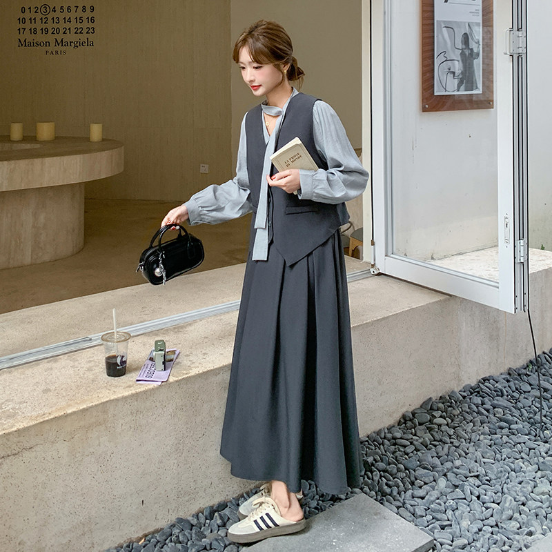 通勤小香风外套连衣裙套装女春秋季时尚气质上衣丝绒吊带裙两件套，女装套装/套裙，浙宝239