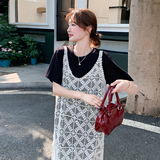 镂空连衣裙女款赫本风碎花中长裙韩版时尚减龄宽松蕾丝显瘦气质，女装连衣裙，浙宝239