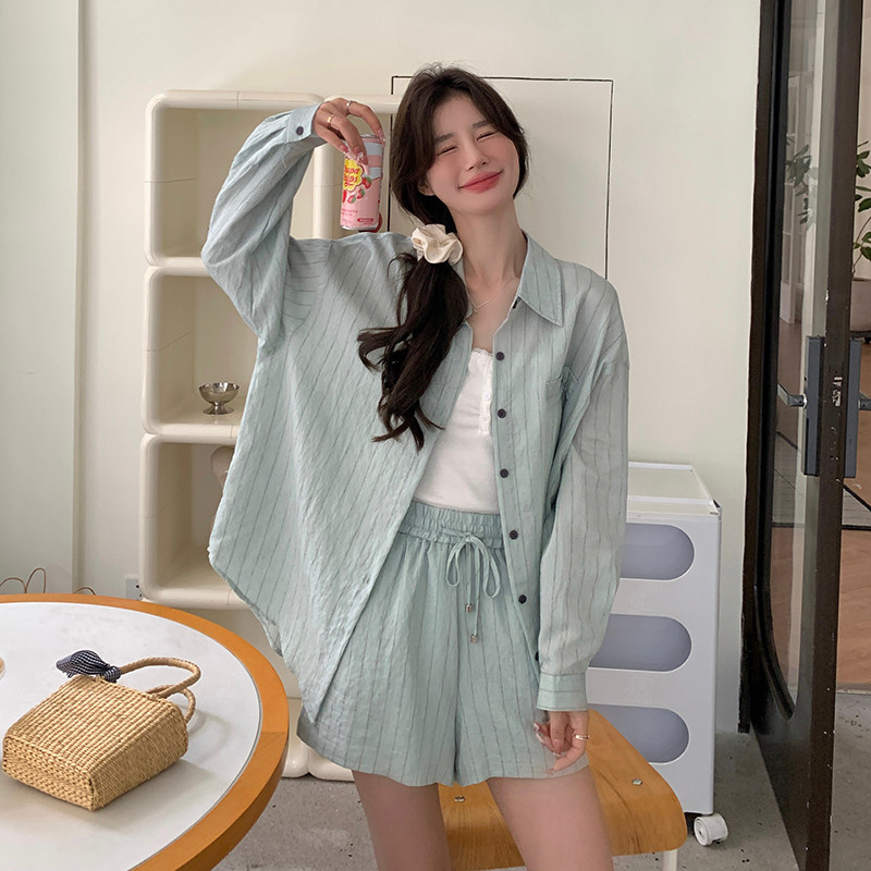 现货新款条纹防晒两件套套装239-8172-p135k188，女装套装/套裙，浙宝239