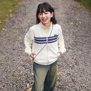 珍妮宇航局复古外套女2024新款早秋卫衣短款休闲显瘦拉链上衣