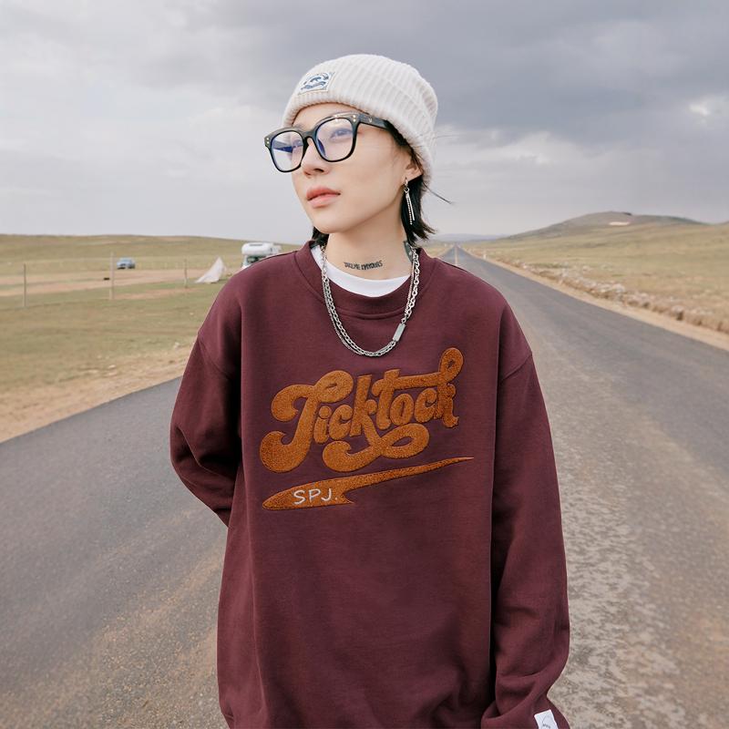 美式复古长袖T恤卫衣女