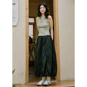 珍妮宇航局日系街头户外休闲工装半身裙女百搭显瘦大口袋抽绳调节