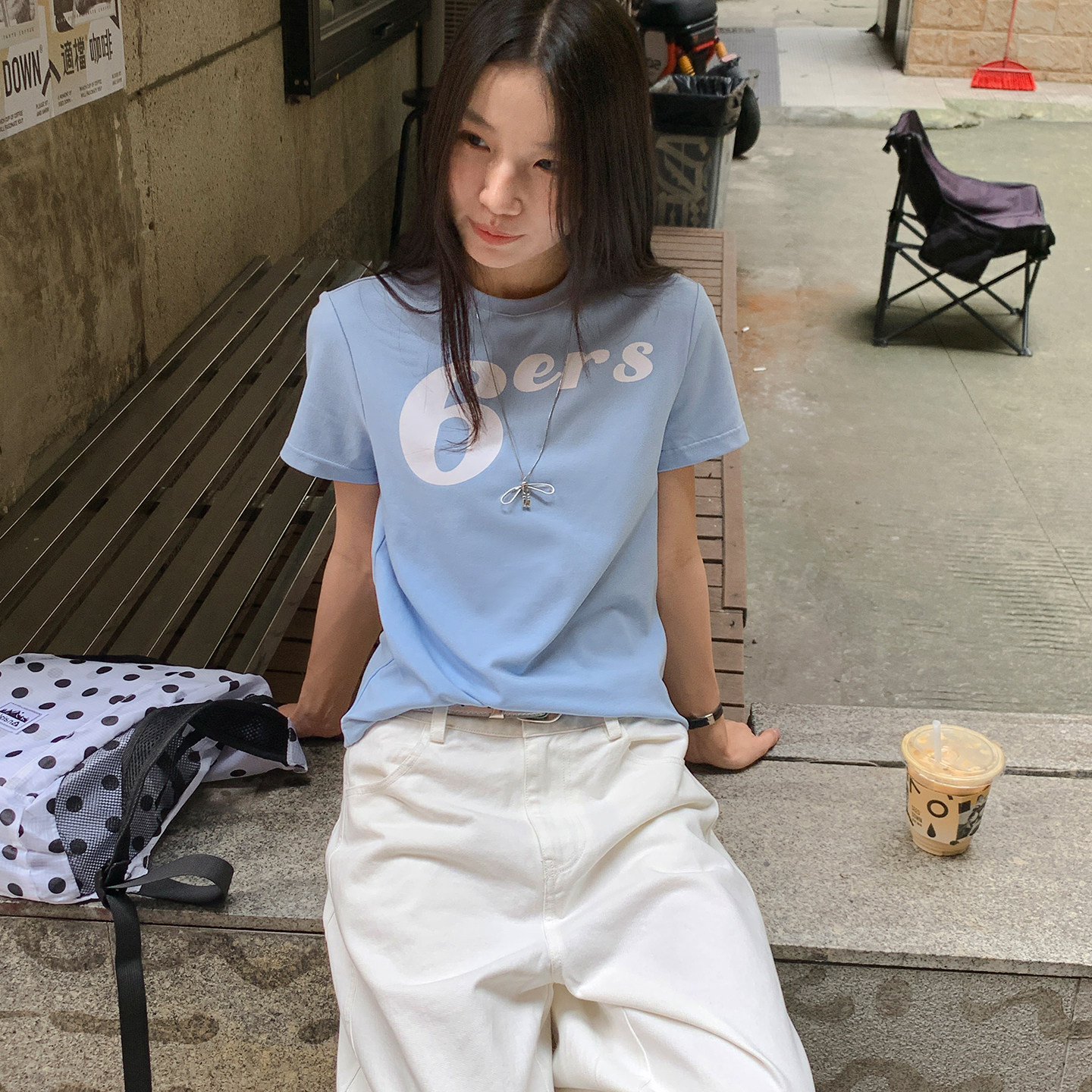珍妮宇航局 原创印花短袖T恤女正肩慵懒风小个子设计感休闲上衣夏