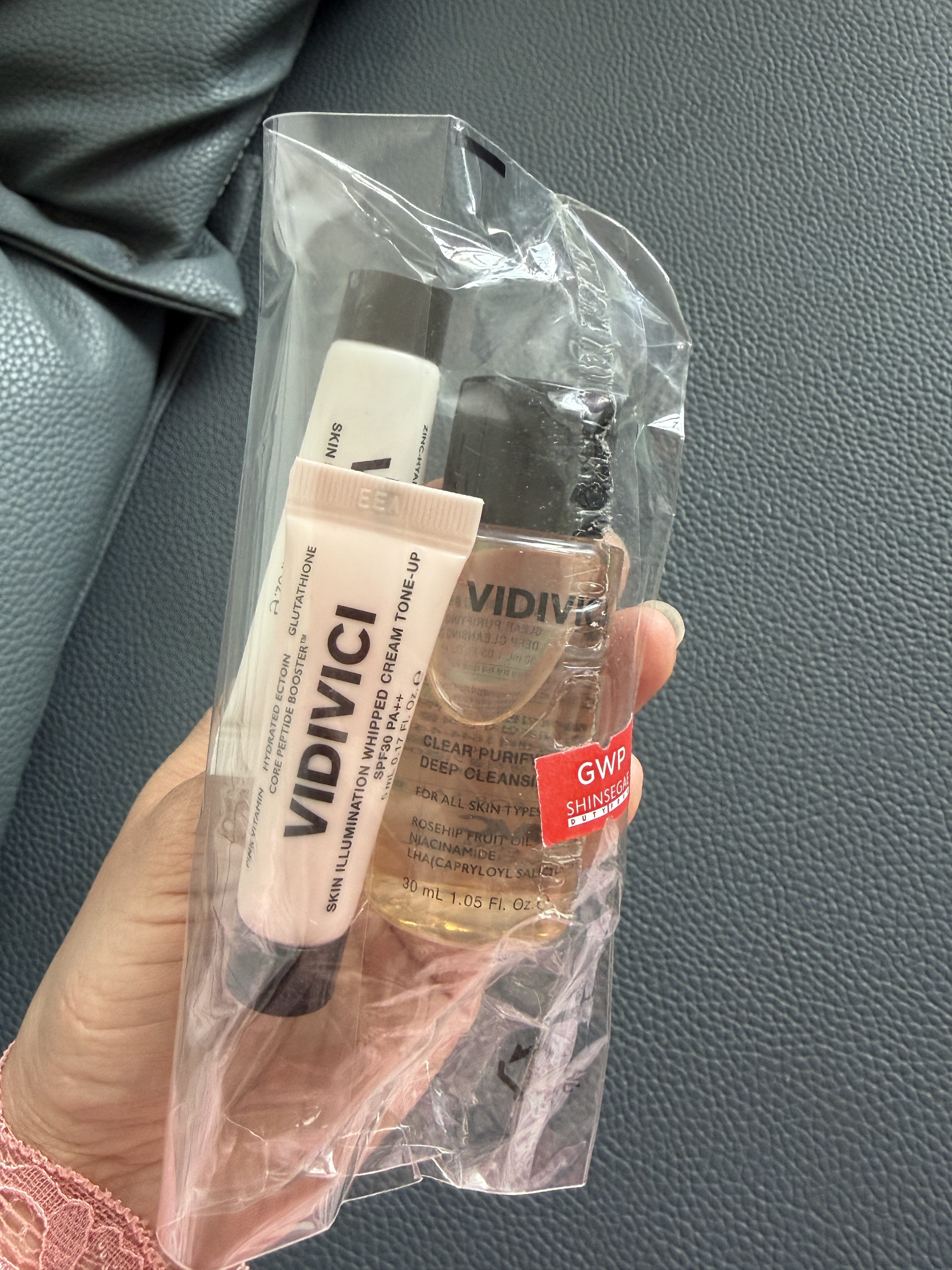 韩国vidivici旅行装小样套装隔离粉色，隔离透明色卸妆油洗面奶