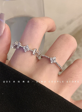 氛围感~四叶草戒指女叠戴天花板