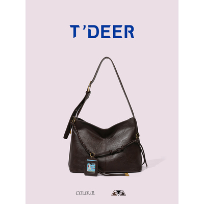 T'deer韩系复古单肩腋下包包女2025新款秋冬小众大容量通勤托特包
