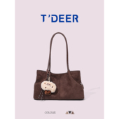 deer韩系复古单肩腋下包包女2025新款 秋冬大容量通勤褶皱托特包