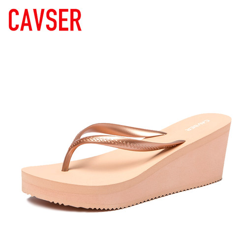 cavser夏季女罗马夹脚高跟人字拖