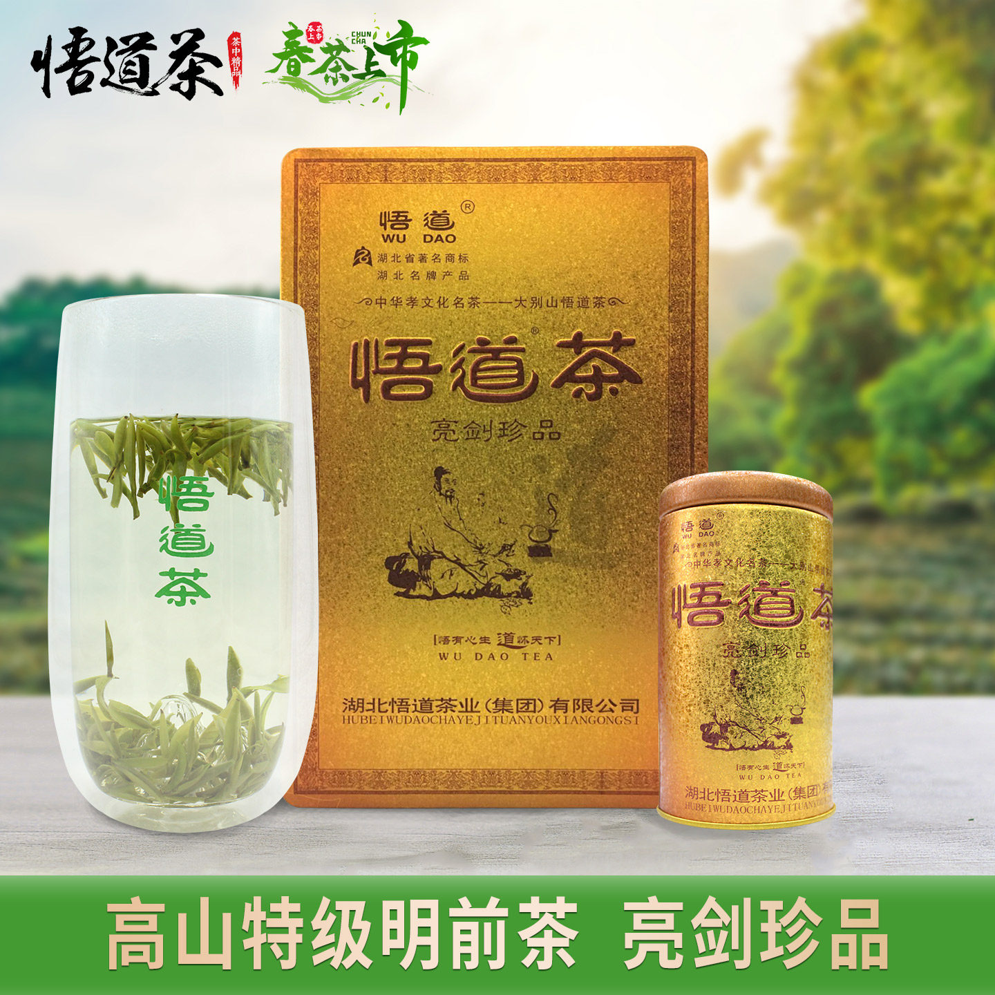 悟道牌亮剑珍品高山特级明前茶2026年新茶大悟柏园黄龙寺绿茶