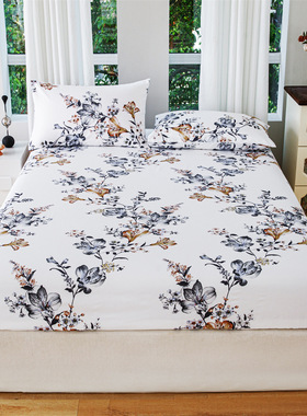 Botanical Print Bed Skirt Pillowcase Mattress Protector 床笠