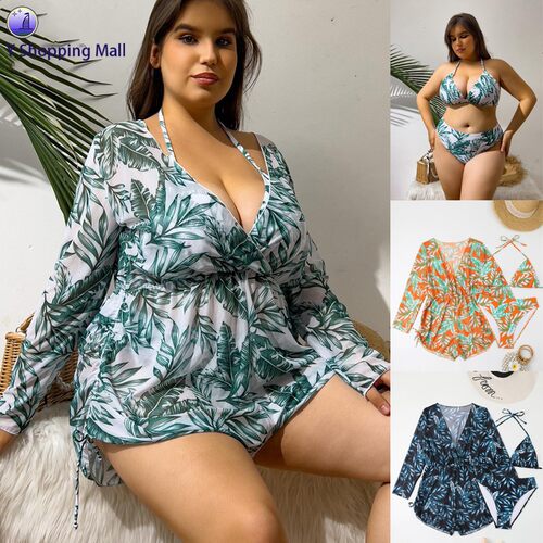 Plus Size Three-Piece Bikini Swimsuit Set 大码分体泳衣三件套