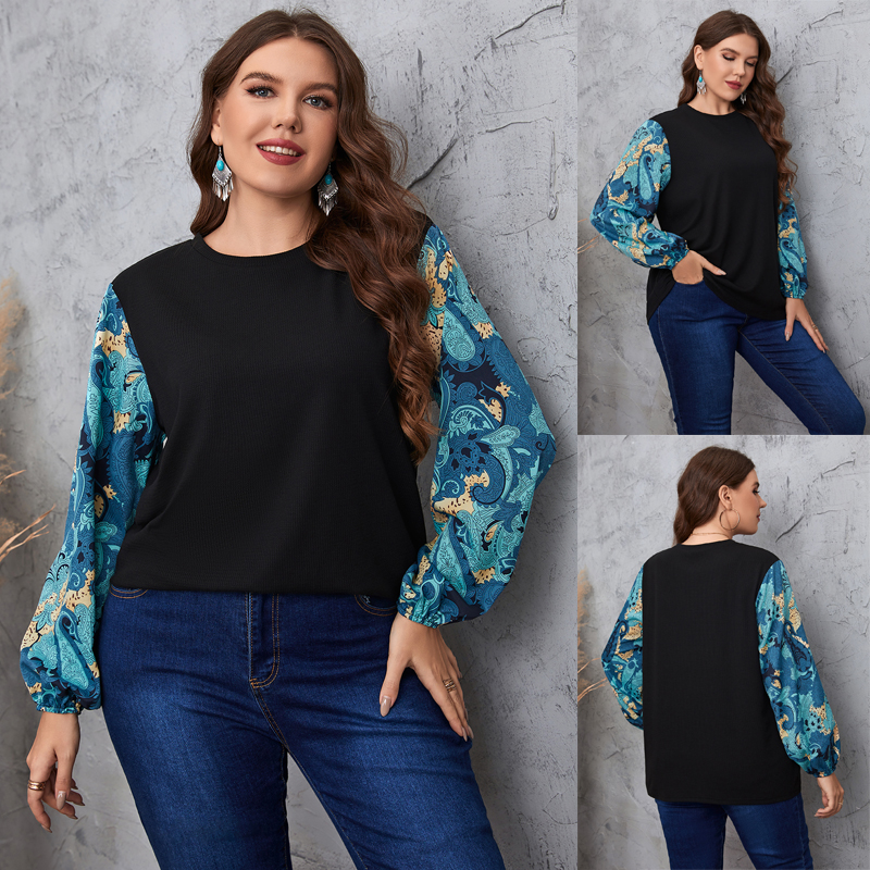 Spring Color-Blocked Elegant Plus Size Blouse for Women 女装/女士精品 大码内搭 原图主图