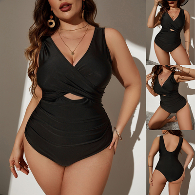 Plus Size Monokini Curvy Women Sexy One-Piece Swimsuit 泳衣