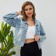 Jean Distressed Jacket Women Cropped Denim Vintage Coats