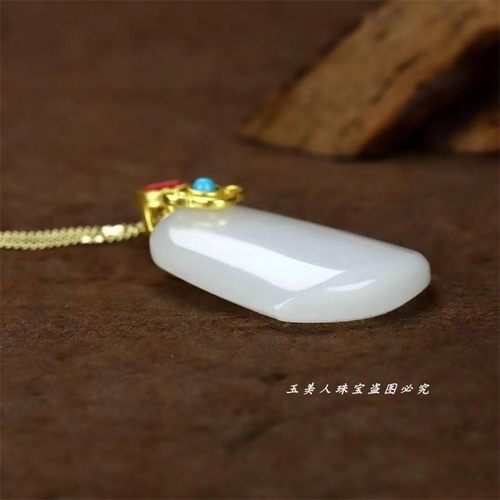 xj羊脂玉白玉竹节吊坠挂件