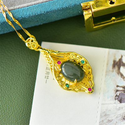 新疆天然和田玉金枝玉叶项链挂件