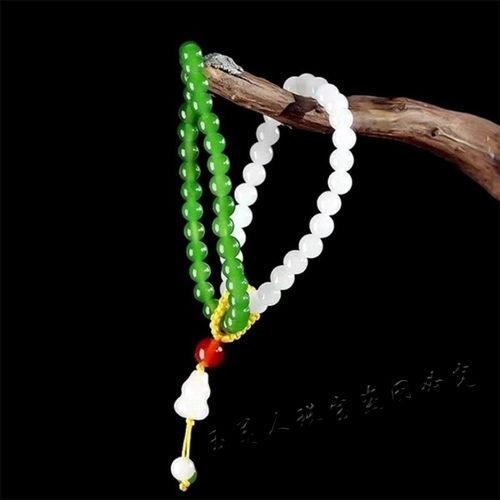 新疆羊脂玉白玉双圈手环手链手串