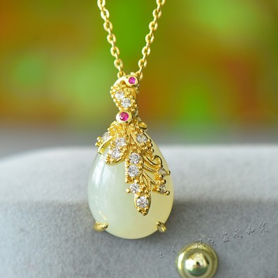 新疆天然和田玉白玉凤凰吊坠时尚个性挂件女款玉石项链百搭锁骨链