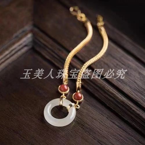 新疆羊脂玉白玉平安扣手链