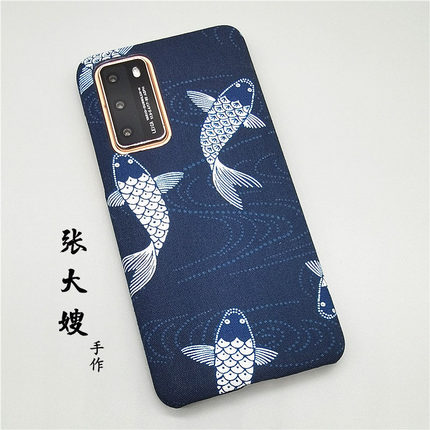 布艺国风锦鲤适用小米12手机壳11/10S/mix4红米K50/K40/note10pro
