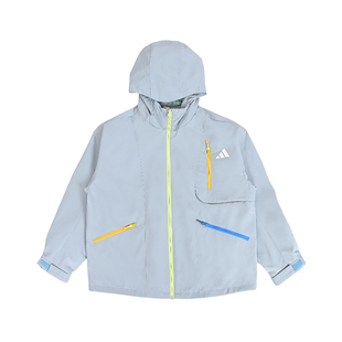 Adidas阿迪达斯新款儿童装男大童梭织外套连帽百搭运动服KW1199