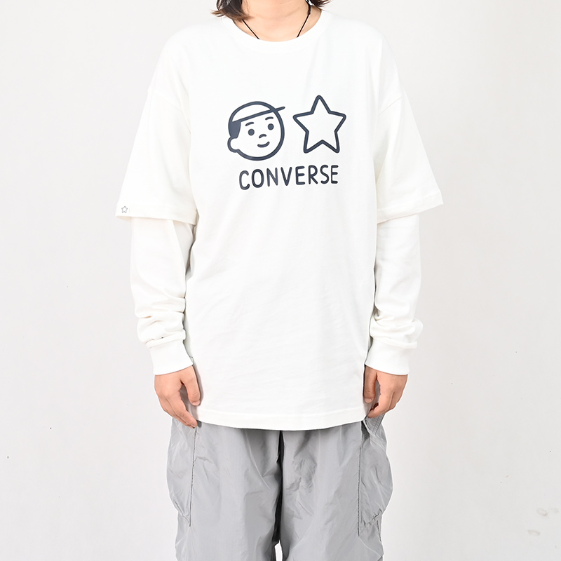 Converse匡威2025秋新款简约印花时尚宽松拼接长袖T恤UCH888-W70