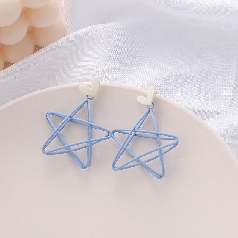 镂空五角星蓝色超仙风耳夹