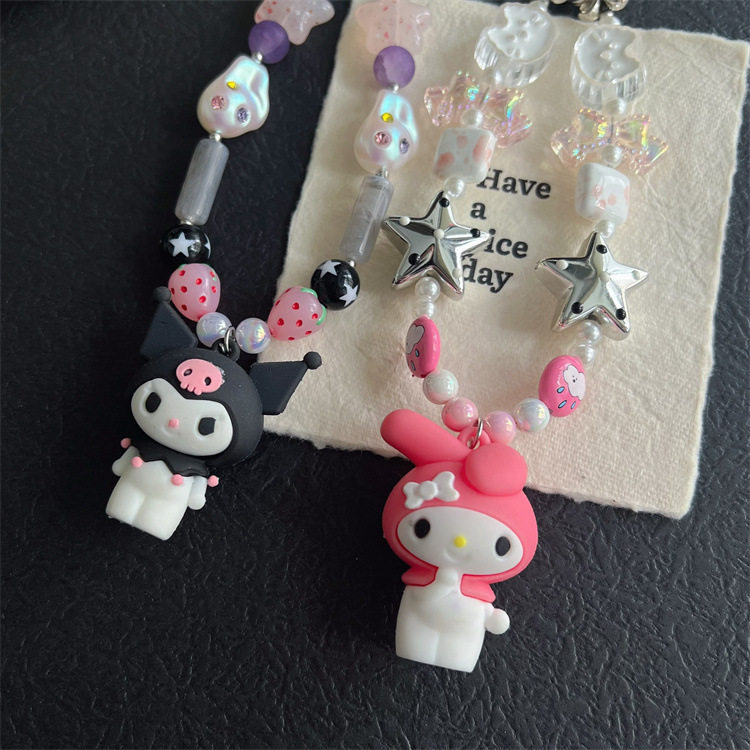 少女心库洛米美乐蒂手机壳挂绳女ccd相机咕本卡册装饰品甜美串珠