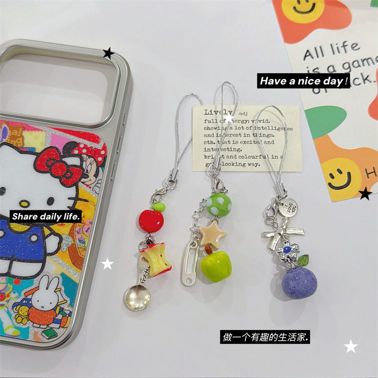 水果系列可爱串珠星星手机少女挂件ccd链条手机链相机包包钥匙扣