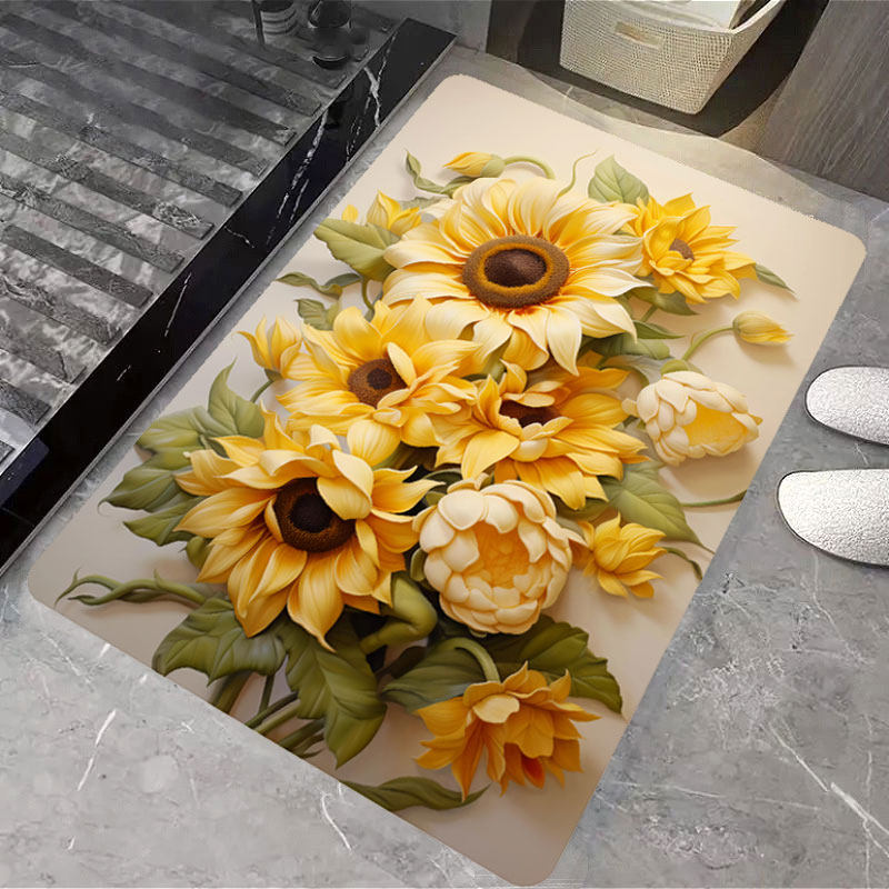 花朵卫生间门口地垫网红爆款洗澡间门垫防滑垫浴室软硅藻吸水脚垫,居家布艺,家用脚垫,淘宝优惠券,粉丝福利购,淘宝优惠卷