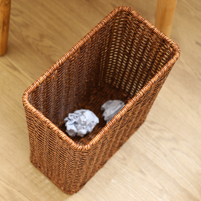仿藤编垃圾桶办公室复古收纳筐