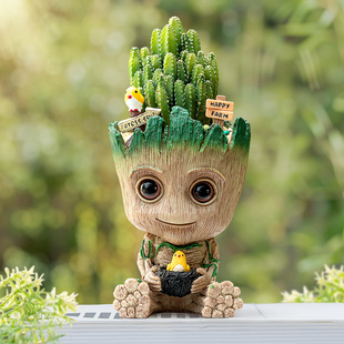 多肉植物仙人掌盆栽格鲁特仙人球办公室桌面摆件室内创意绿植礼物