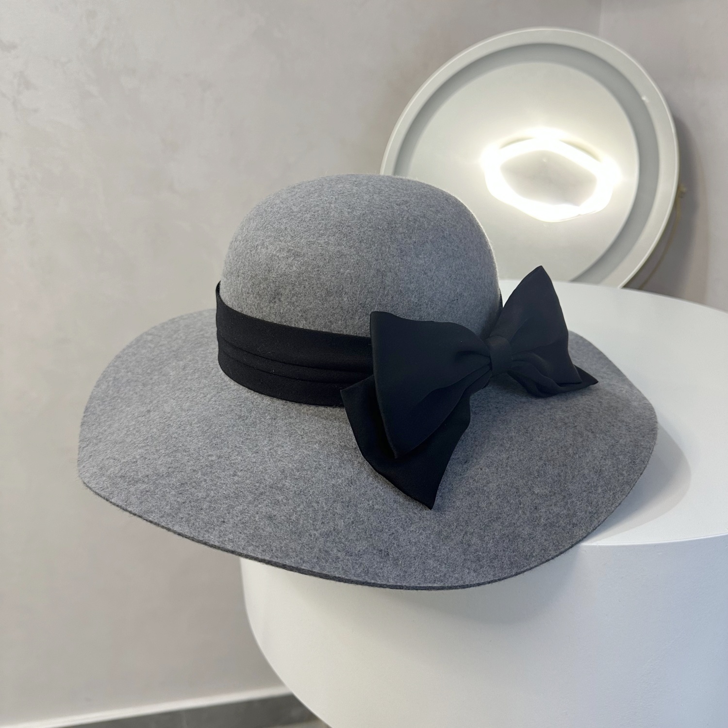 优雅灰色羊毛呢大檐帽女式时尚英伦保暖羊毛帽礼帽女帽子女秋冬