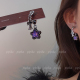pipi原创设计复古紫色星星十字架两戴式 耳环耳饰高级甜酷气质银针
