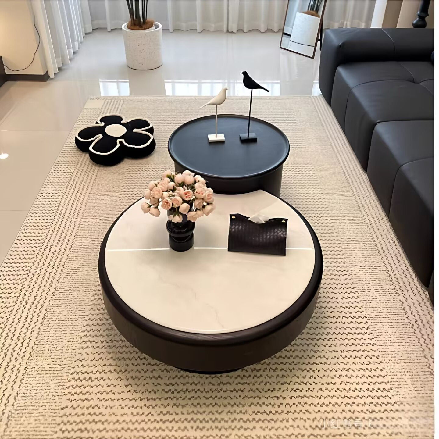 2026新款古风意式极简茶几客厅家用轻奢高级感设计师圆形微晶石,住宅家具,茶几,淘宝优惠券,粉丝福利购,淘宝优惠卷