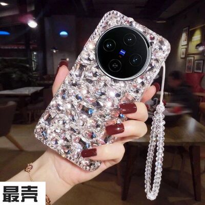 vivo Y300满钻手机壳Y300pro奢华全包硅胶防摔闪钻软壳手绳